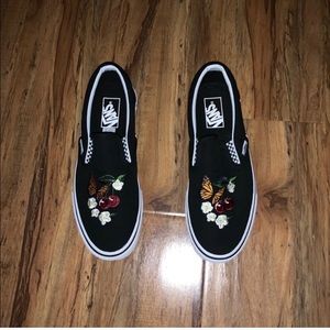 black vans with butterflies